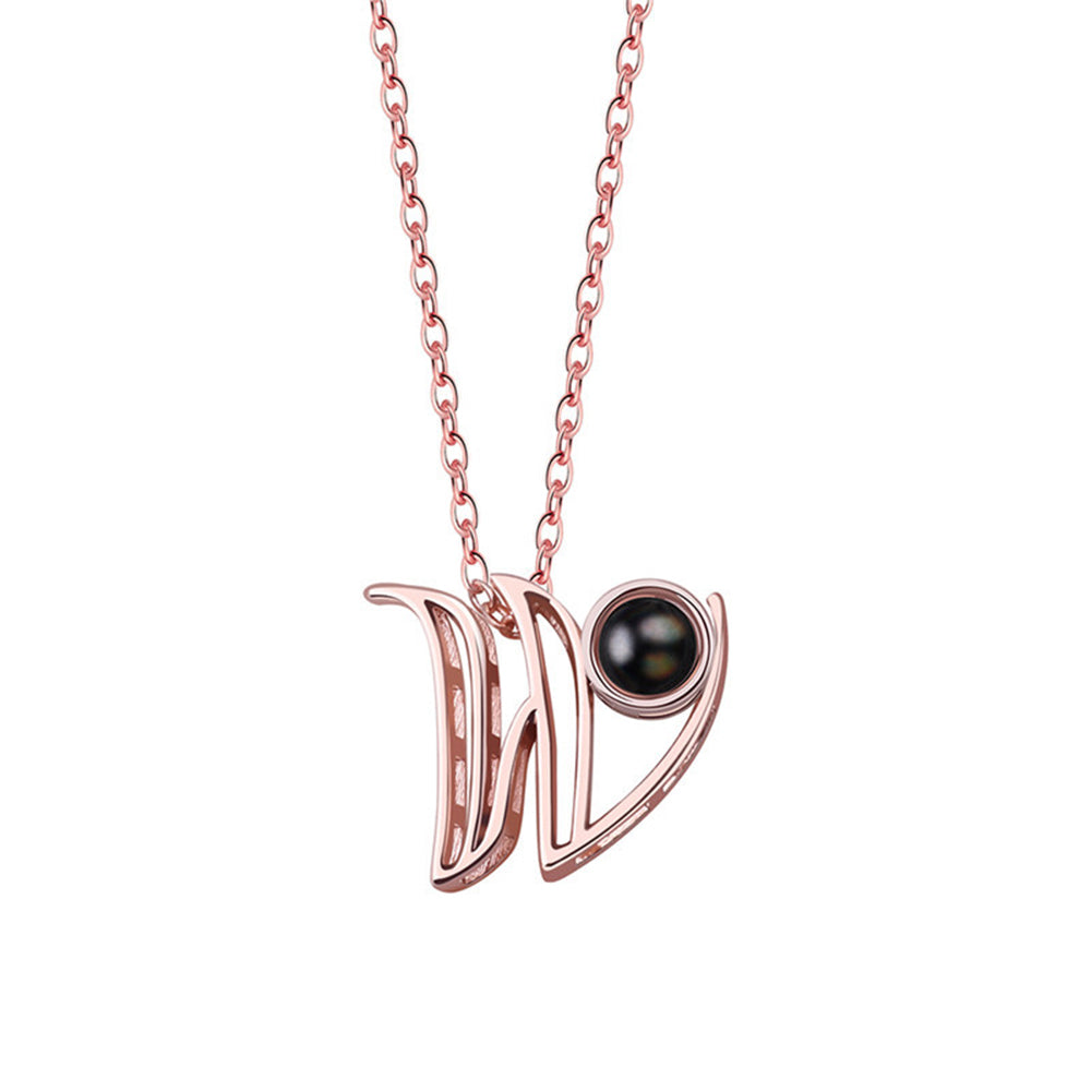 A-Z 26 Letters Custom Projection Necklace 925 Sterling Silver
