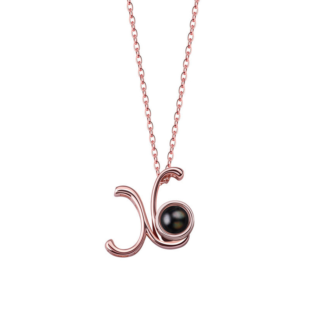 A-Z 26 Letters Custom Projection Necklace 925 Sterling Silver