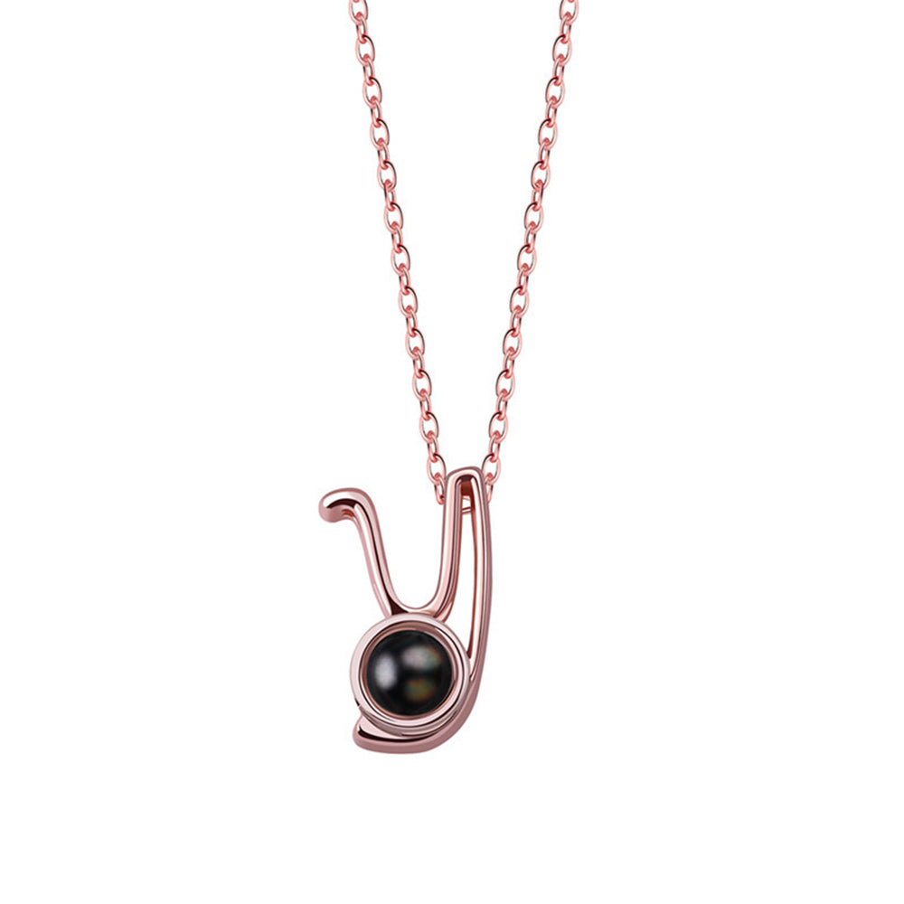 A-Z 26 Letters Custom Projection Necklace 925 Sterling Silver