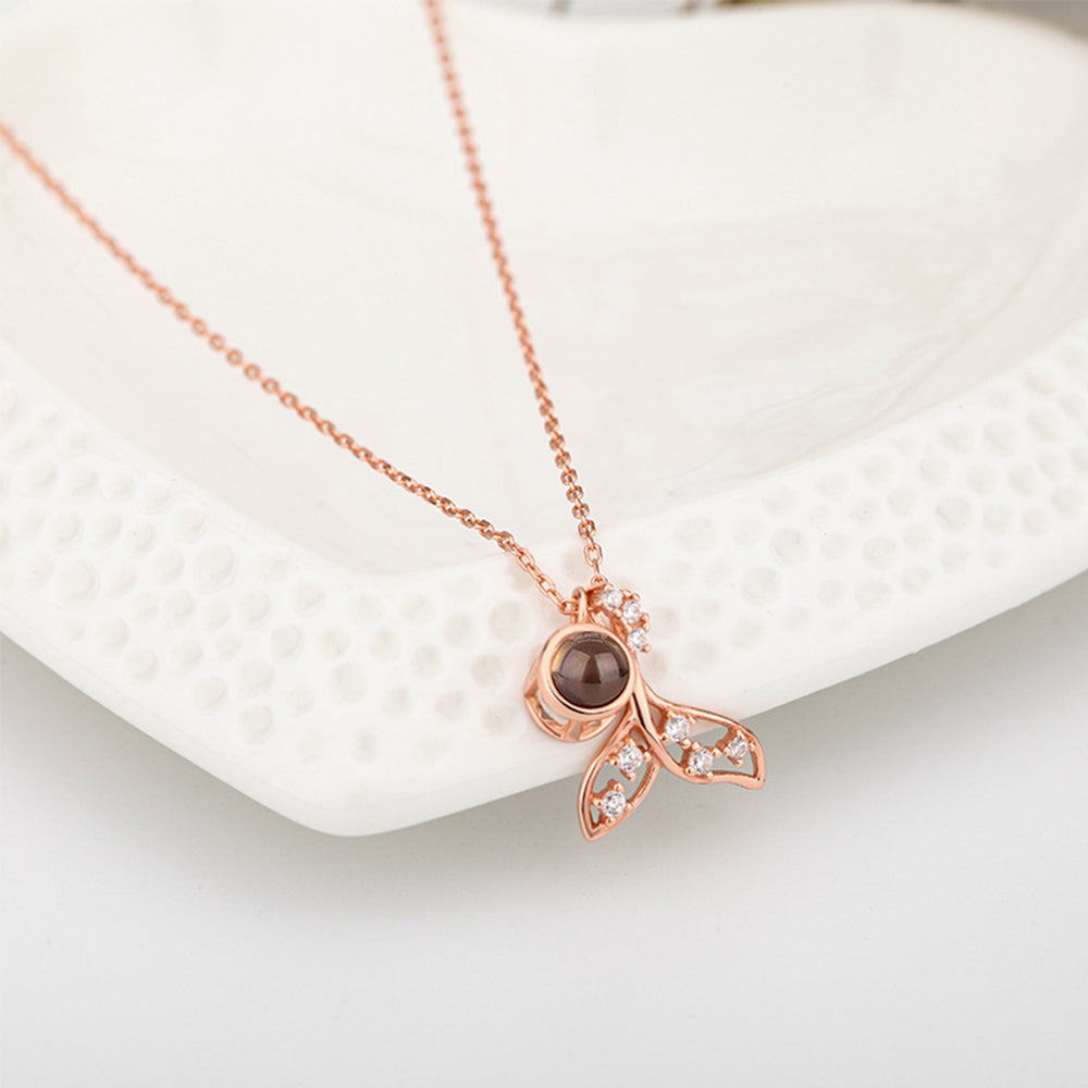 Custom Projection Necklace Mermaid Shape Photo Necklace Gift for Her