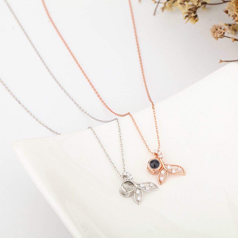 Custom Projection Necklace Mermaid Shape Photo Necklace Gift for Her