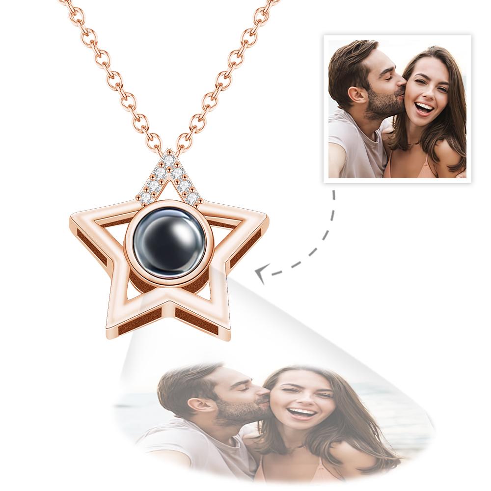 Custom Photo Projection Necklace Star Photo Pendant Necklace Commemorative Gift