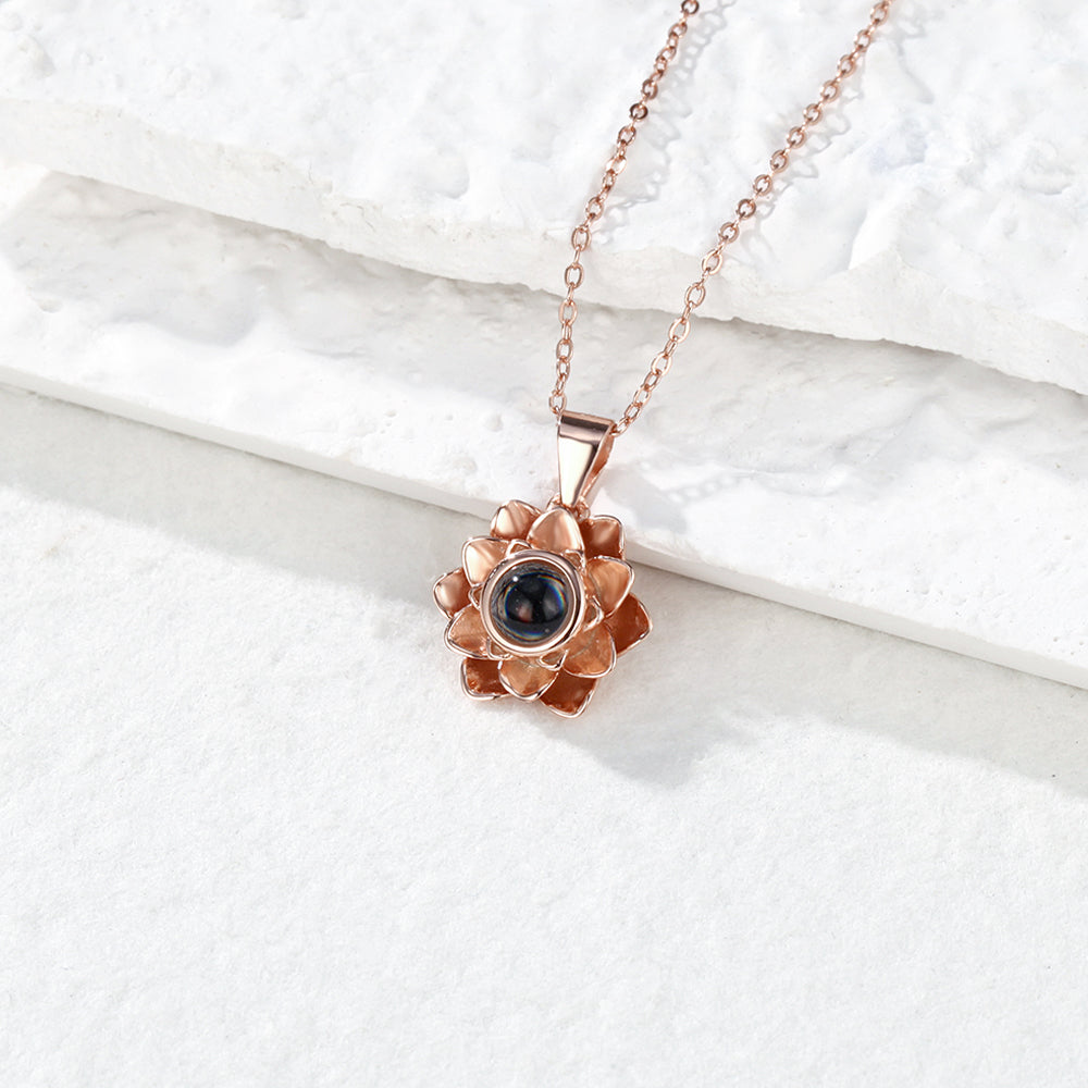 Personalized Projection Necklace Lotus Pendant Photo Necklace