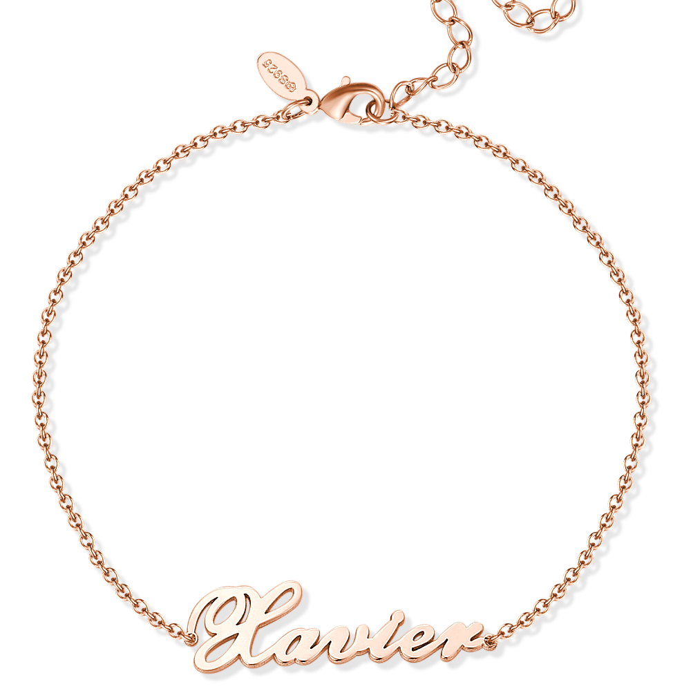 Personalized Name Anklet Sterling Silver