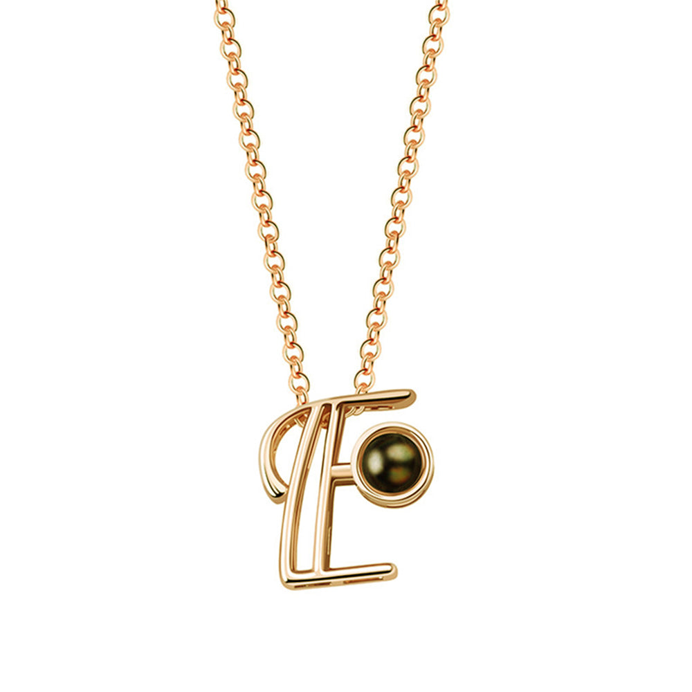 A-Z 26 Letters Custom Projection Necklace 925 Sterling Silver
