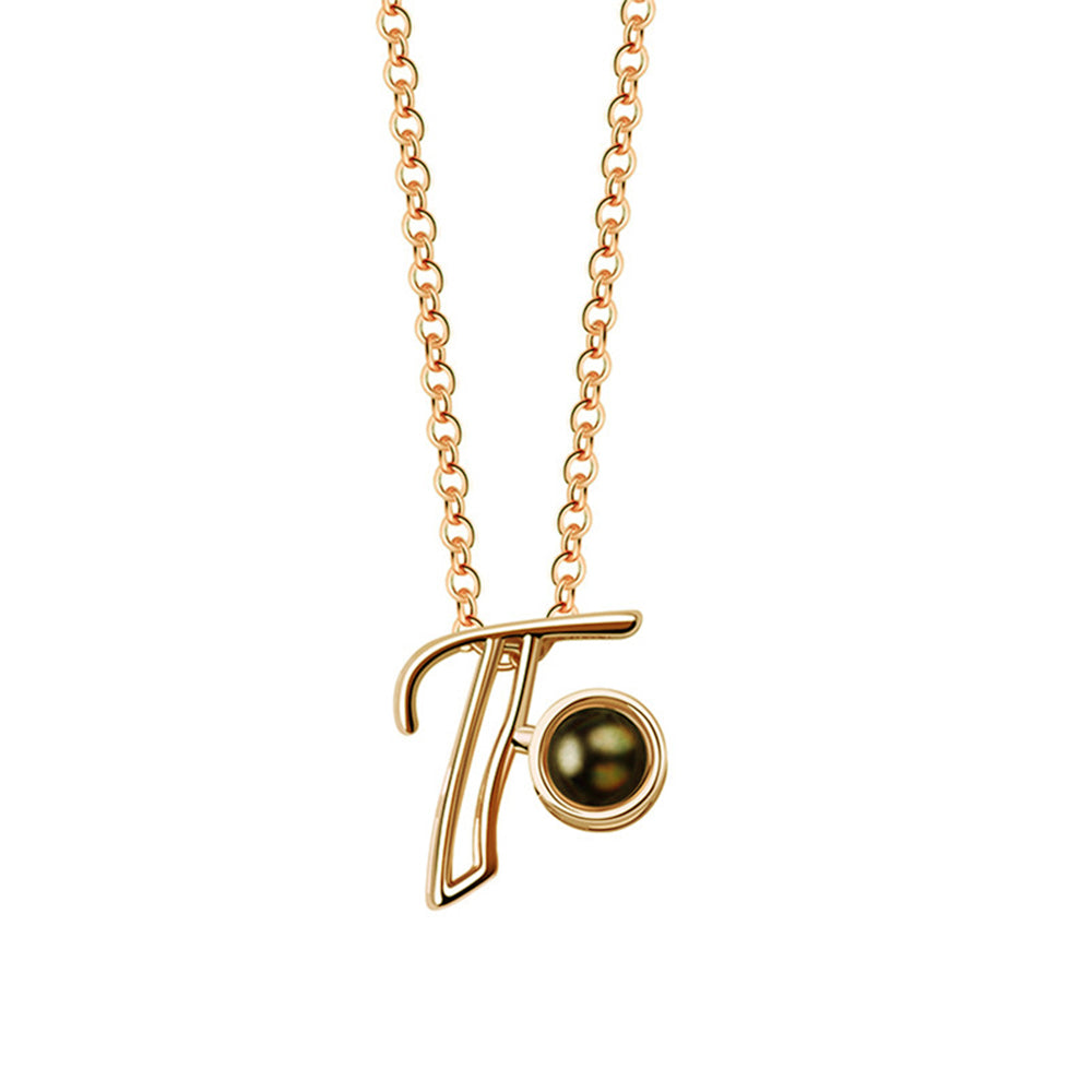 A-Z 26 Letters Custom Projection Necklace 925 Sterling Silver