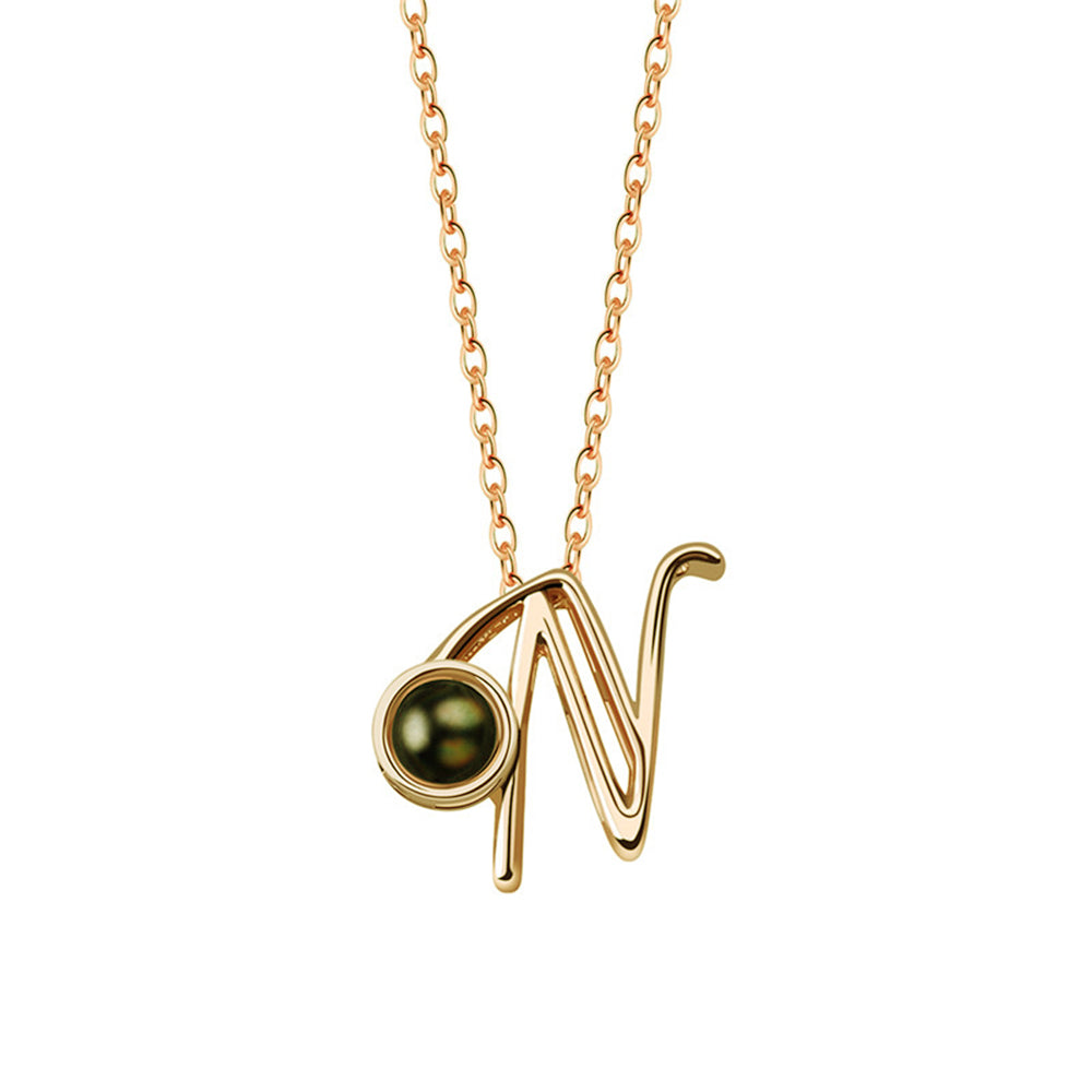 A-Z 26 Letters Custom Projection Necklace 925 Sterling Silver