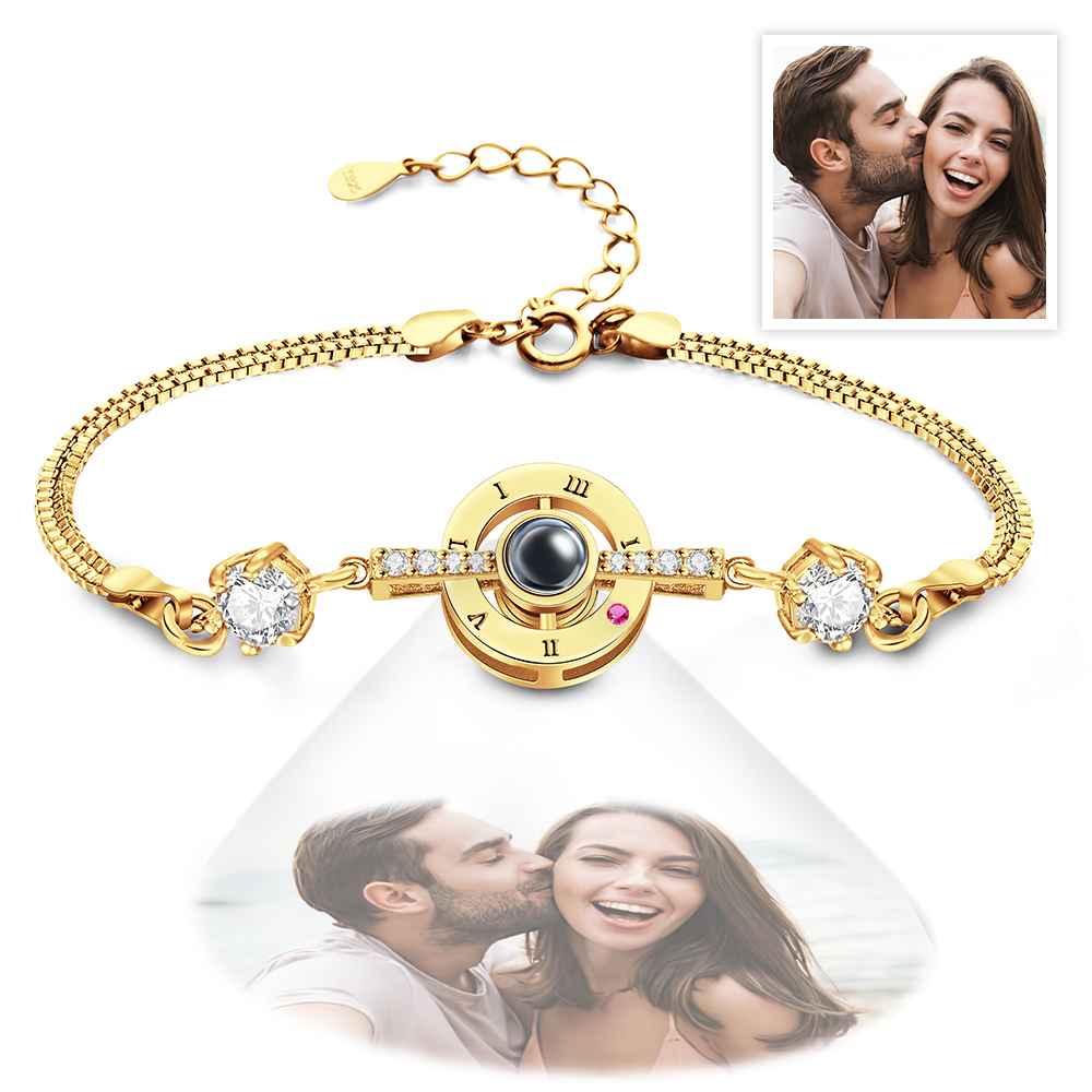 Personalized Photo Projection Bracelet Roman Numerals Elegant Bracelet For Her