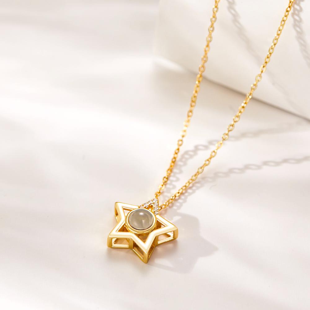 Custom Photo Projection Necklace Star Photo Pendant Necklace Commemorative Gift
