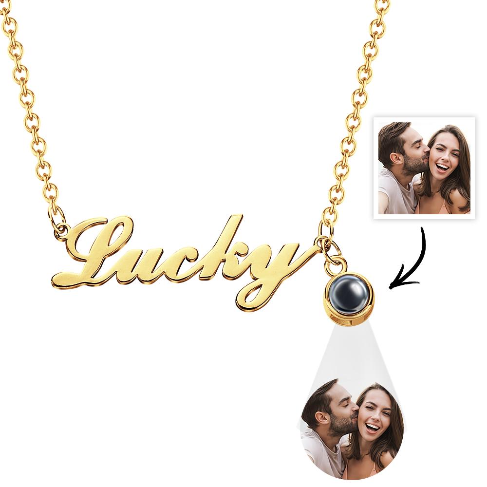 Custom Signature Lucky Name And Picture Projection Necklace Great Gift