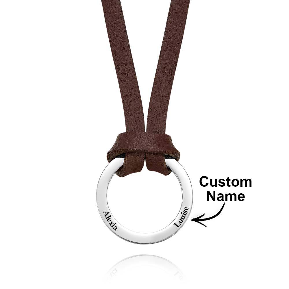 Personalized PU Leather Cord Necklace with Engraved Name Necklace Birthday Anniversary Gift for Man
