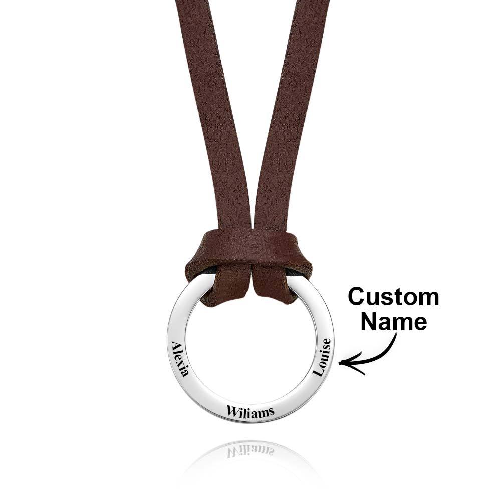 Personalized PU Leather Cord Necklace with Engraved Name Necklace Birthday Anniversary Gift for Man