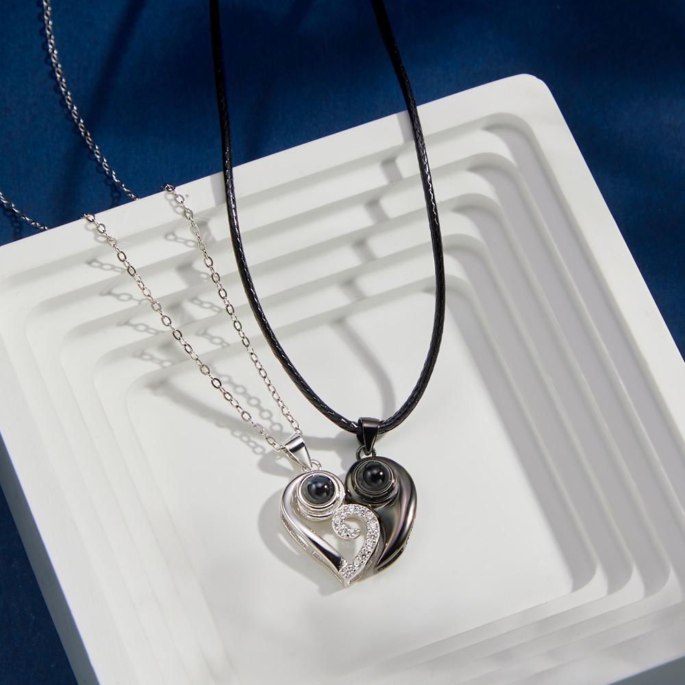 Custom Projection Necklace Heart-shaped Unique Creative Gift for Couple