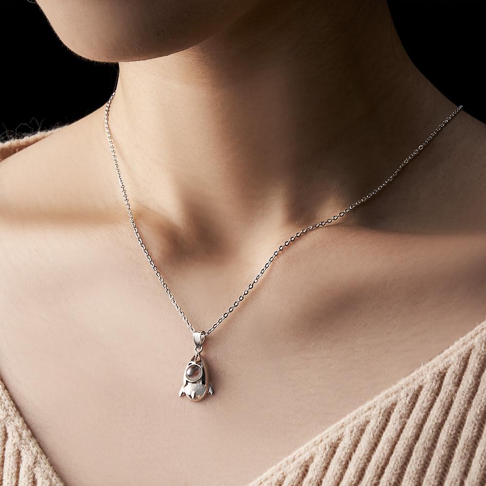 Custom Projection Photo Necklace Creative Rocket Anniversary Gifts