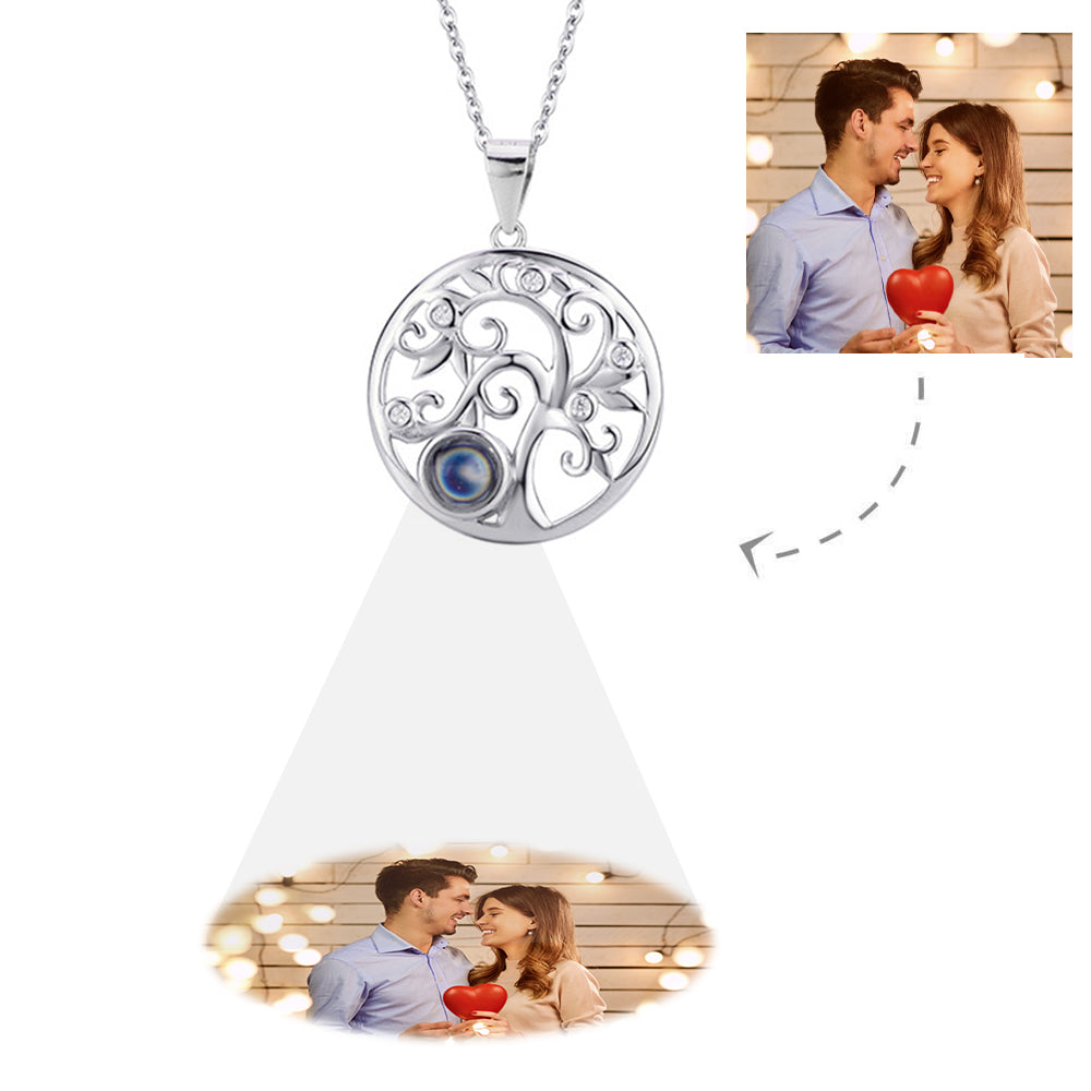 Custom Projection Necklace Love Tree Shape Photo Necklace Gift for Her