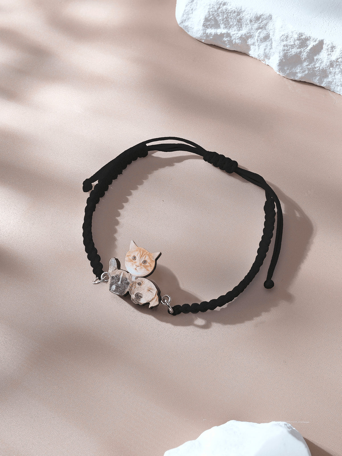 Personalized Pet Portrait Adjustable Braided Bracelet Birthday Gift for Pet Lover
