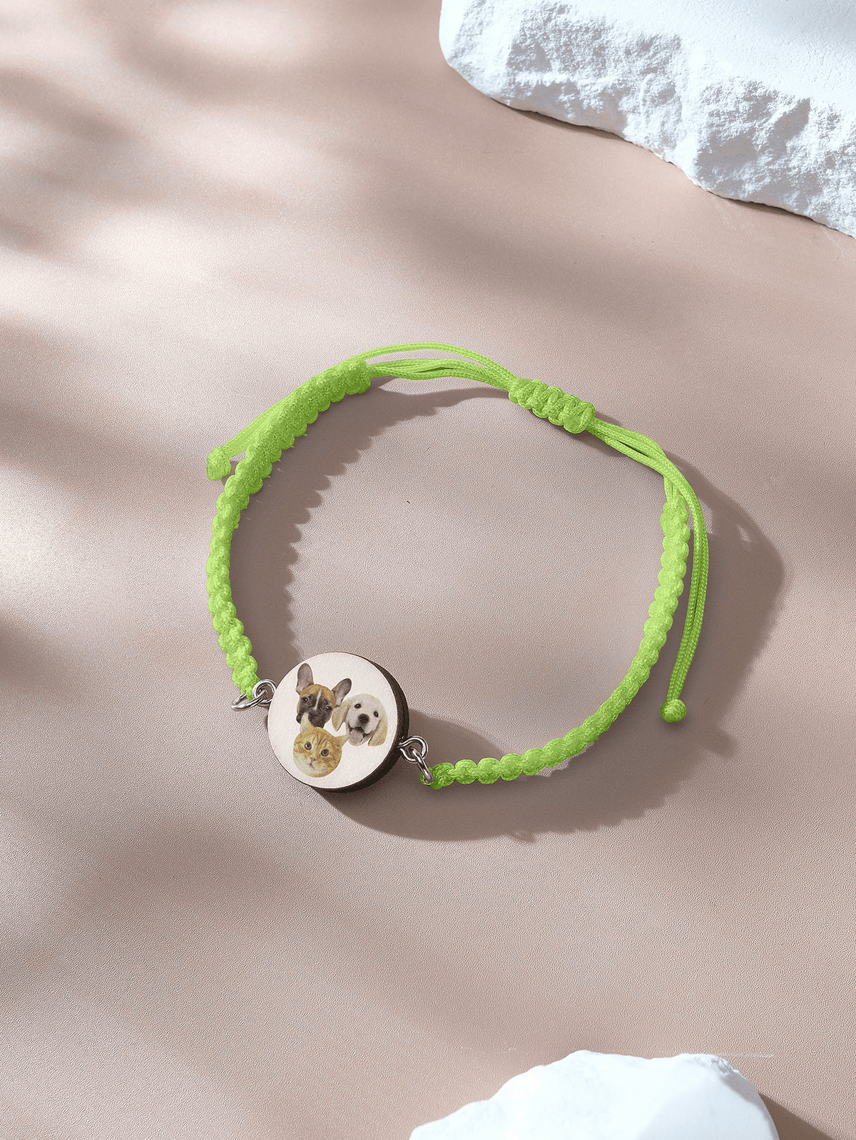 Personalized Pet Portrait Adjustable Braided Bracelet Birthday Gift for Pet Lover