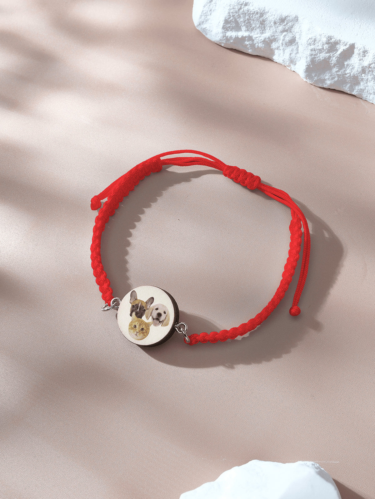 Personalized Pet Portrait Adjustable Braided Bracelet Birthday Gift for Pet Lover