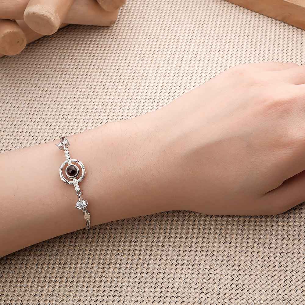 Personalized Photo Projection Bracelet Roman Numerals Elegant Bracelet For Her