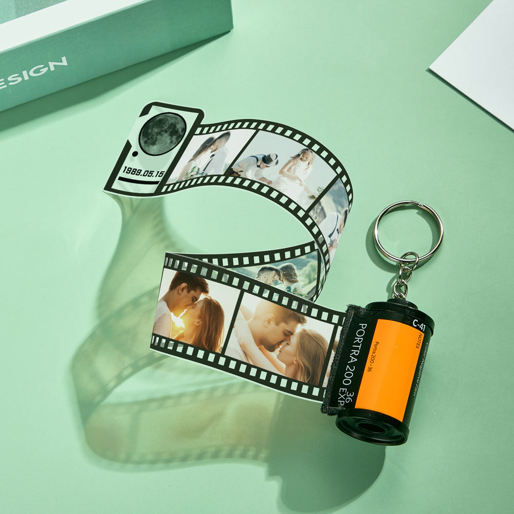 Personalizowany brelok z filmem na dzień urodzin z Twoim zdjęciem prezent na rocznicę