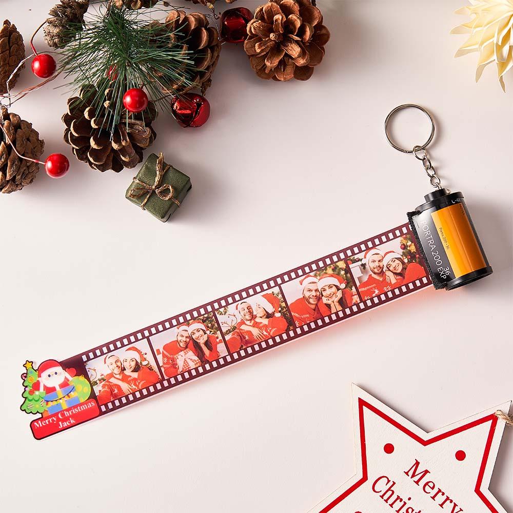Personalizowany breloczek w kształcie rolki filmu z zdjęciami na prezent świąteczny