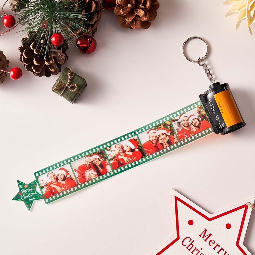 Personalizowany breloczek w kształcie rolki filmu z zdjęciami na prezent świąteczny