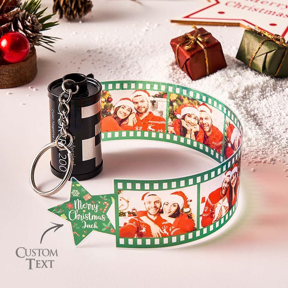 Personalizowany breloczek w kształcie rolki filmu z zdjęciami na prezent świąteczny