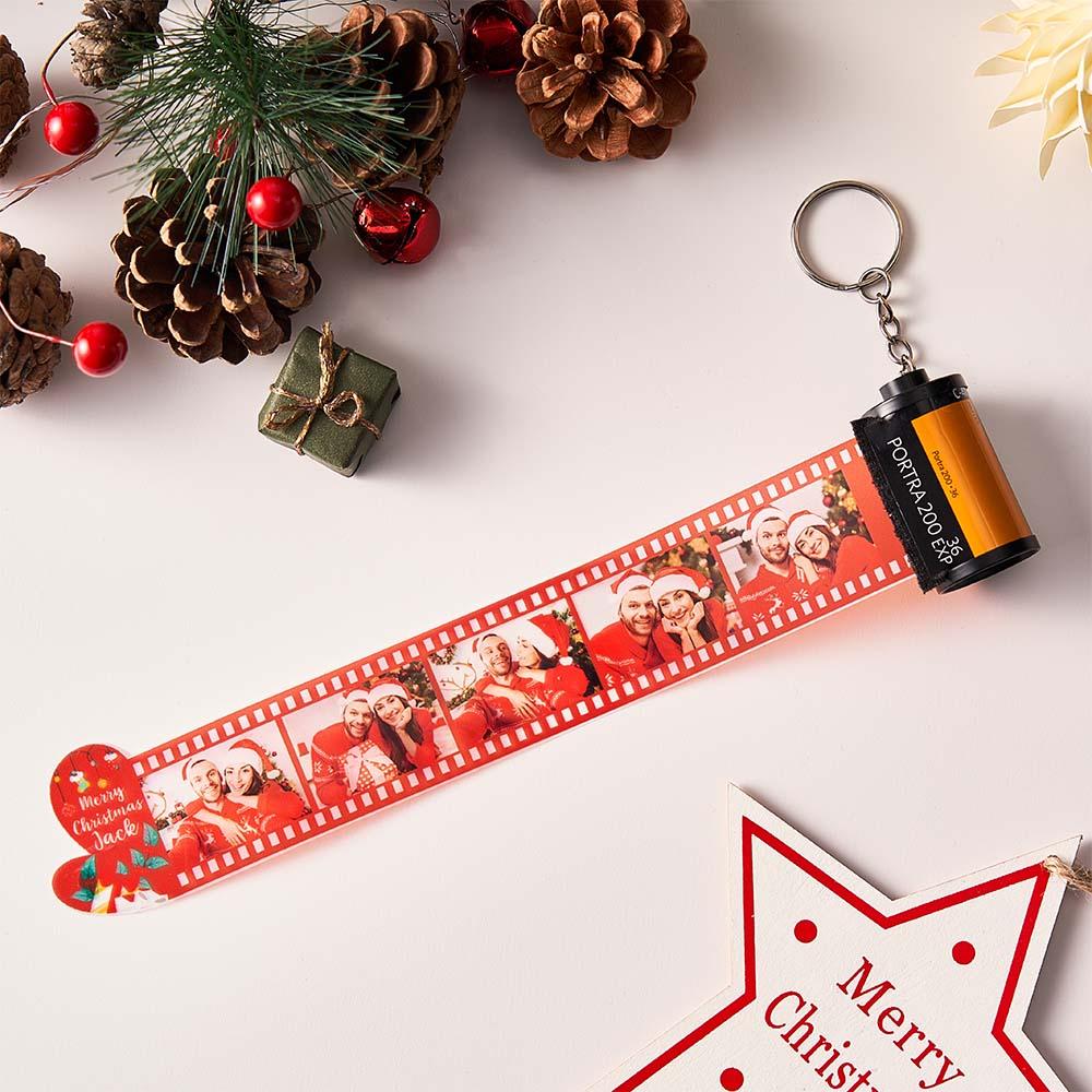 Personalizowany breloczek w kształcie rolki filmu z zdjęciami na prezent świąteczny