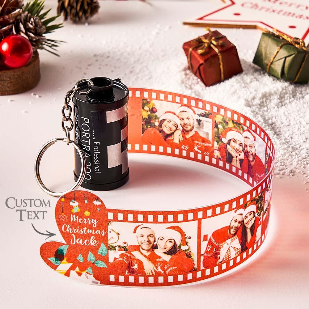 Personalizowany breloczek w kształcie rolki filmu z zdjęciami na prezent świąteczny
