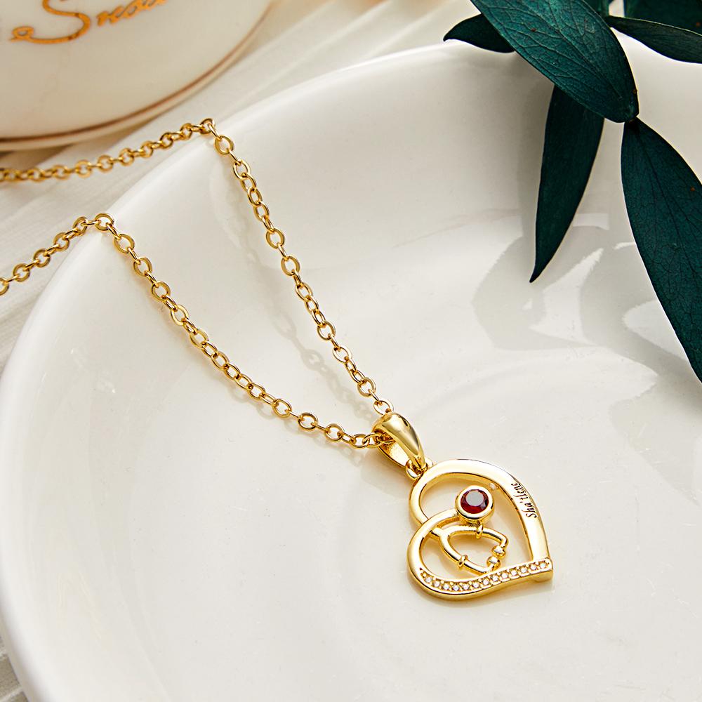 Stethoscope Birthstone Necklace Personalized Engraved Jewelry Nurse Gift