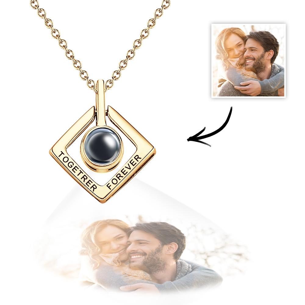 Custom Photo Projection Necklace Together Forever Geometry Gifts for Couple