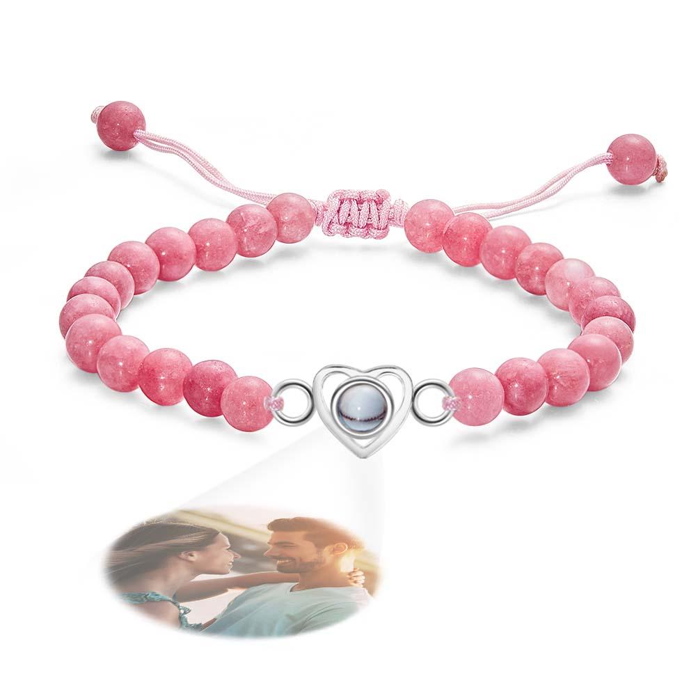 Personalized Photo Projection Beads Bracelet Heart-Shaped Bracelet Beautiful Gift For Her