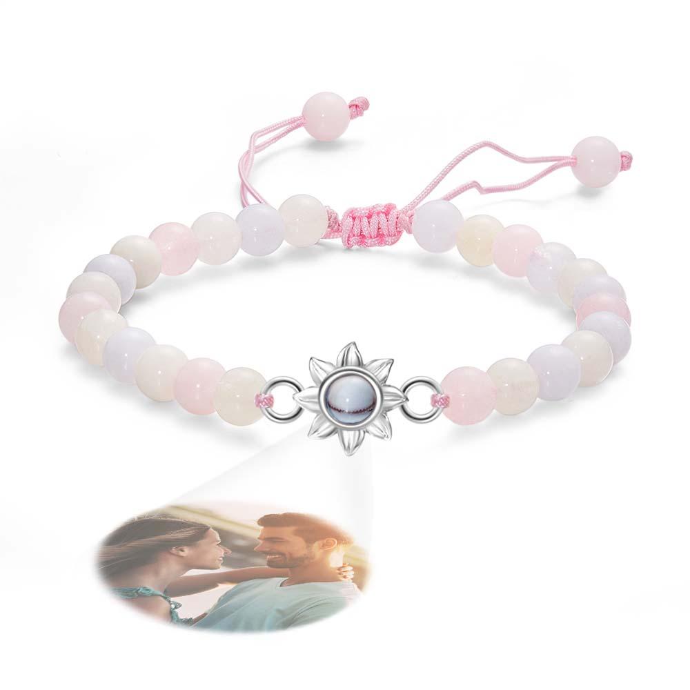 Personalized Photo Projection Beads Bracelet With Sunflower Creative Gift For Her