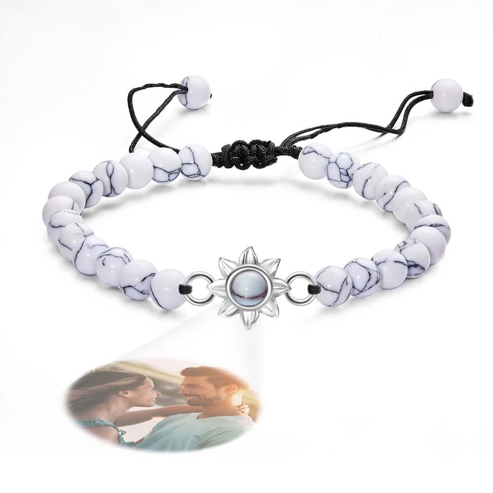 Personalized Photo Projection Beads Bracelet With Sunflower Creative Gift For Her
