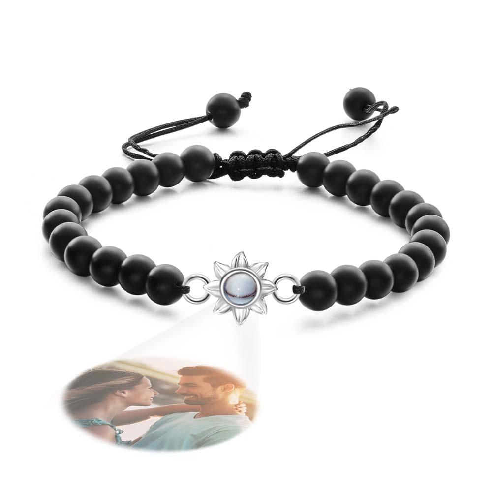 Personalized Photo Projection Beads Bracelet With Sunflower Creative Gift For Her