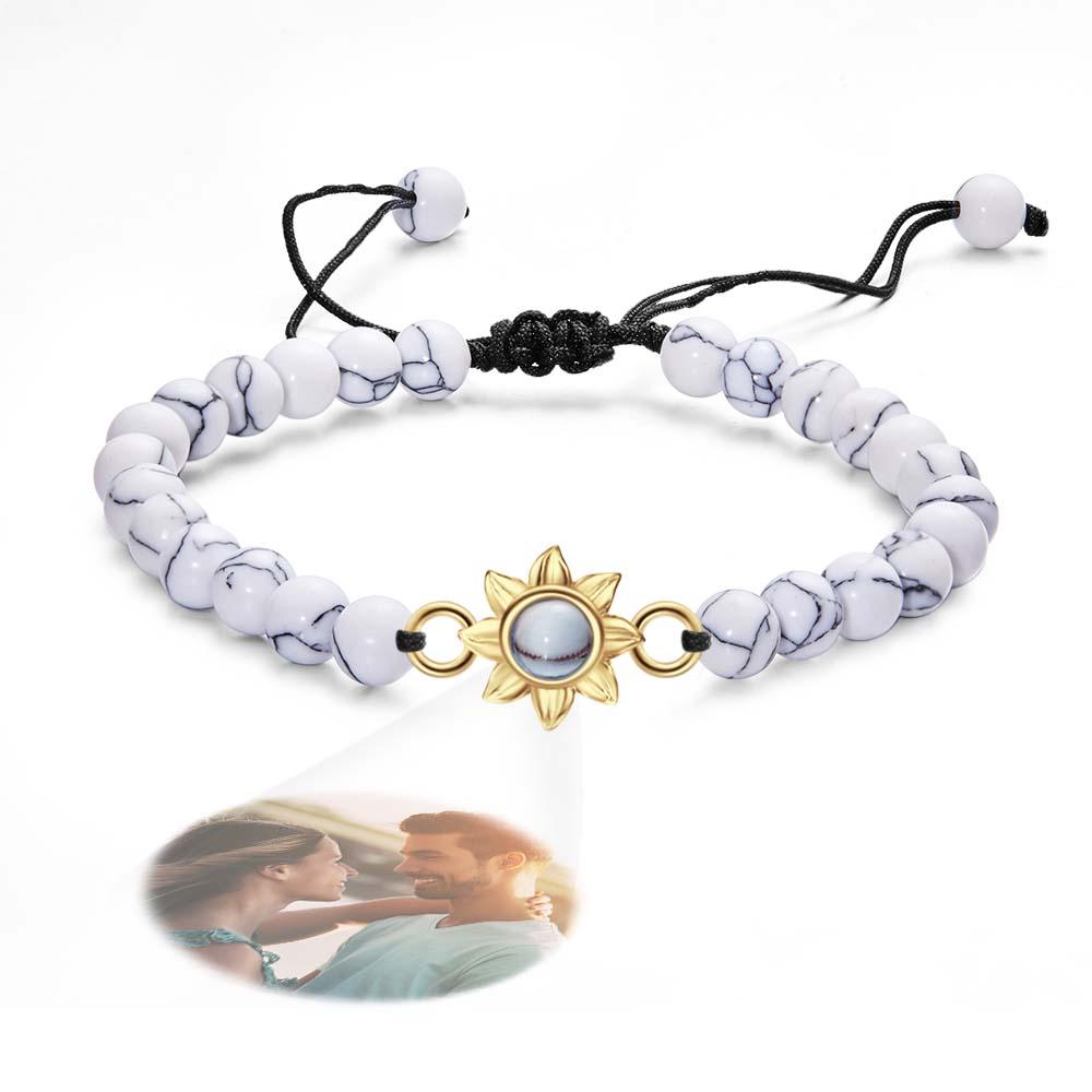 Personalized Photo Projection Beads Bracelet With Sunflower Creative Gift For Her