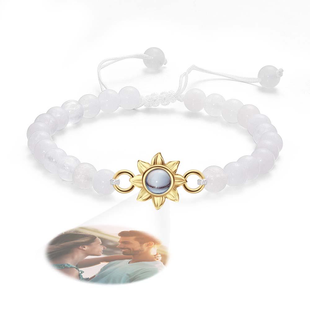 Personalized Photo Projection Beads Bracelet With Sunflower Creative Gift For Her
