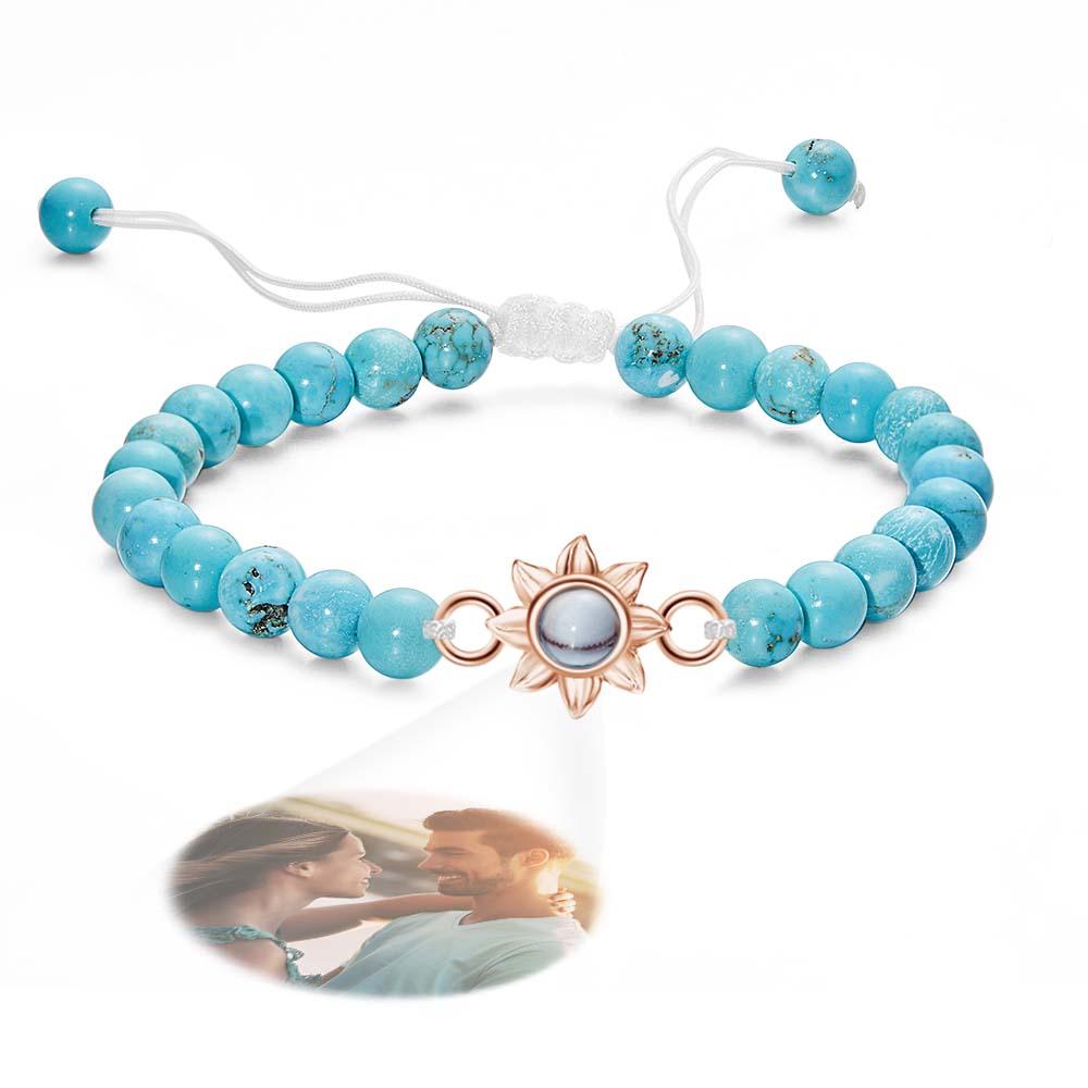 Personalized Photo Projection Beads Bracelet With Sunflower Creative Gift For Her