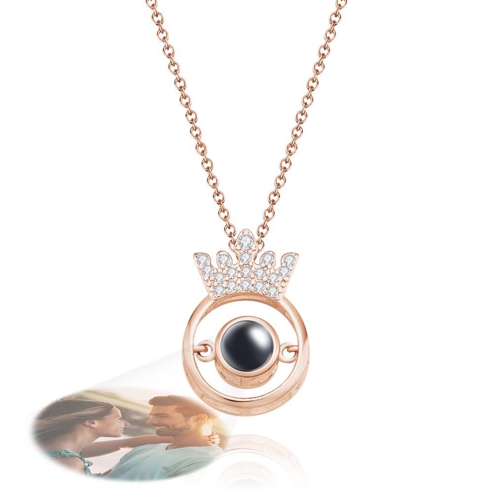 Custom Photo Projection Necklace Fashion Crown Gifts