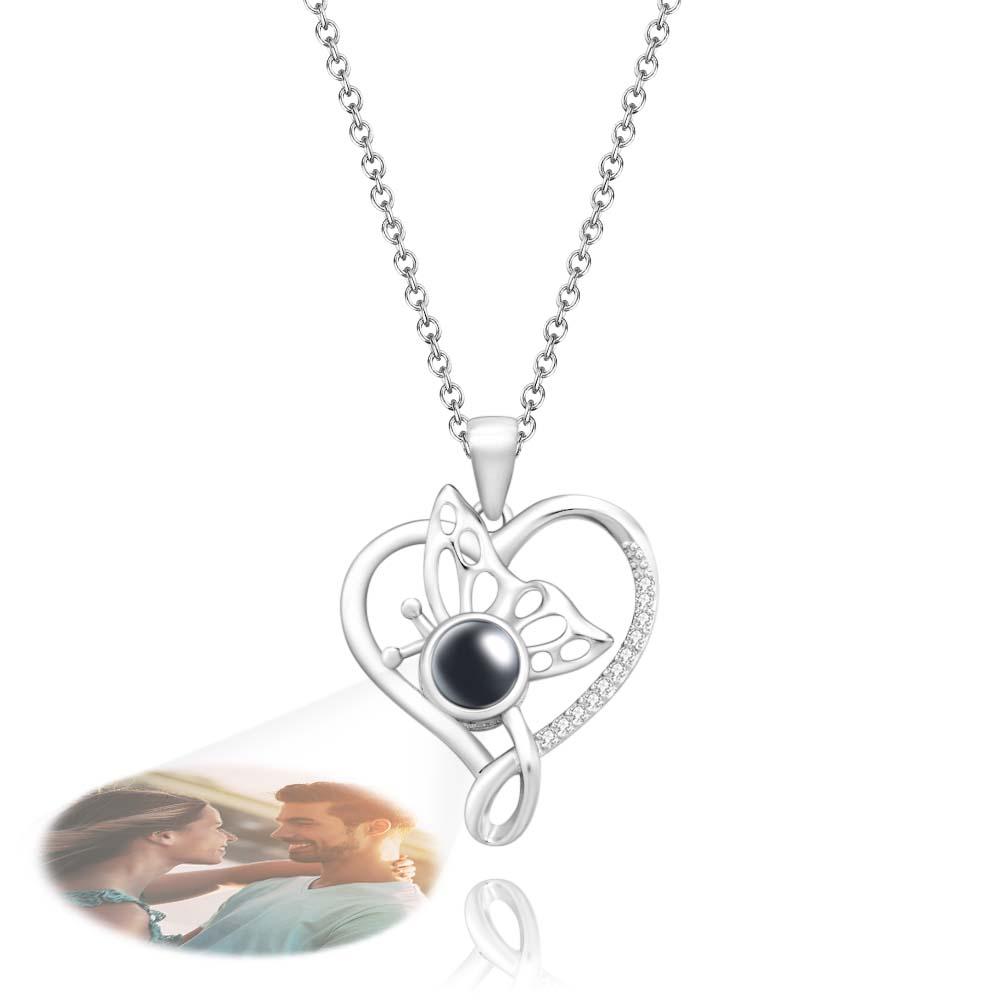 Custom Photo Projection Necklace Creative Butterfly Unique Gifts