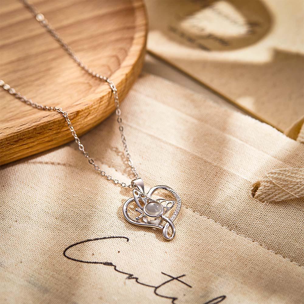 Custom Photo Projection Necklace Creative Butterfly Unique Gifts