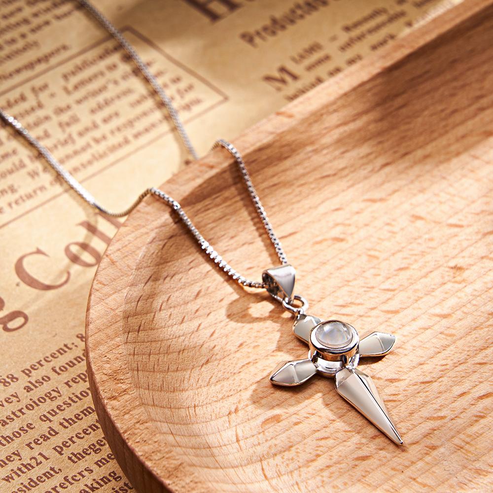 Custom Projection Necklace Love Sword a Pair Gifts for Couple