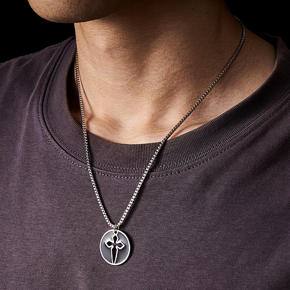 Custom Projection Necklace Love Sword a Pair Gifts for Couple
