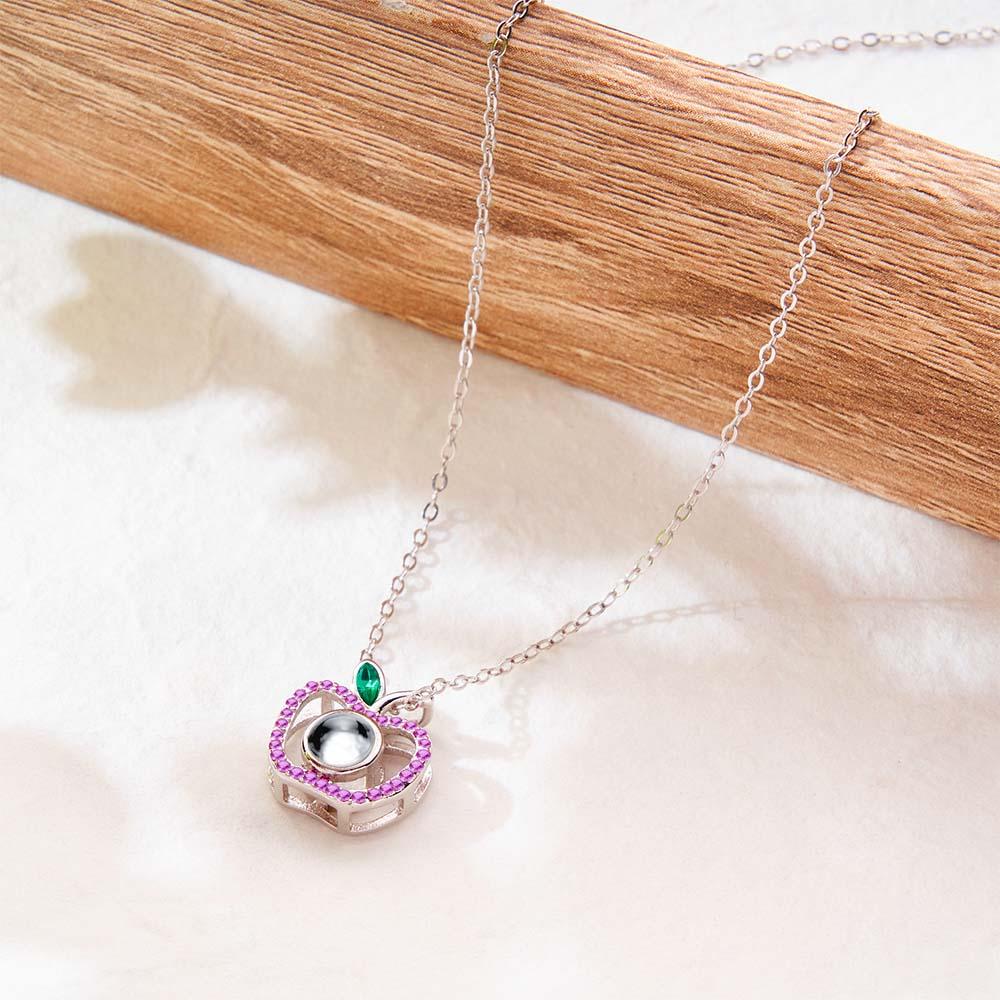 Custom Photo Projection Necklace Creative Apple Gifts for Couple