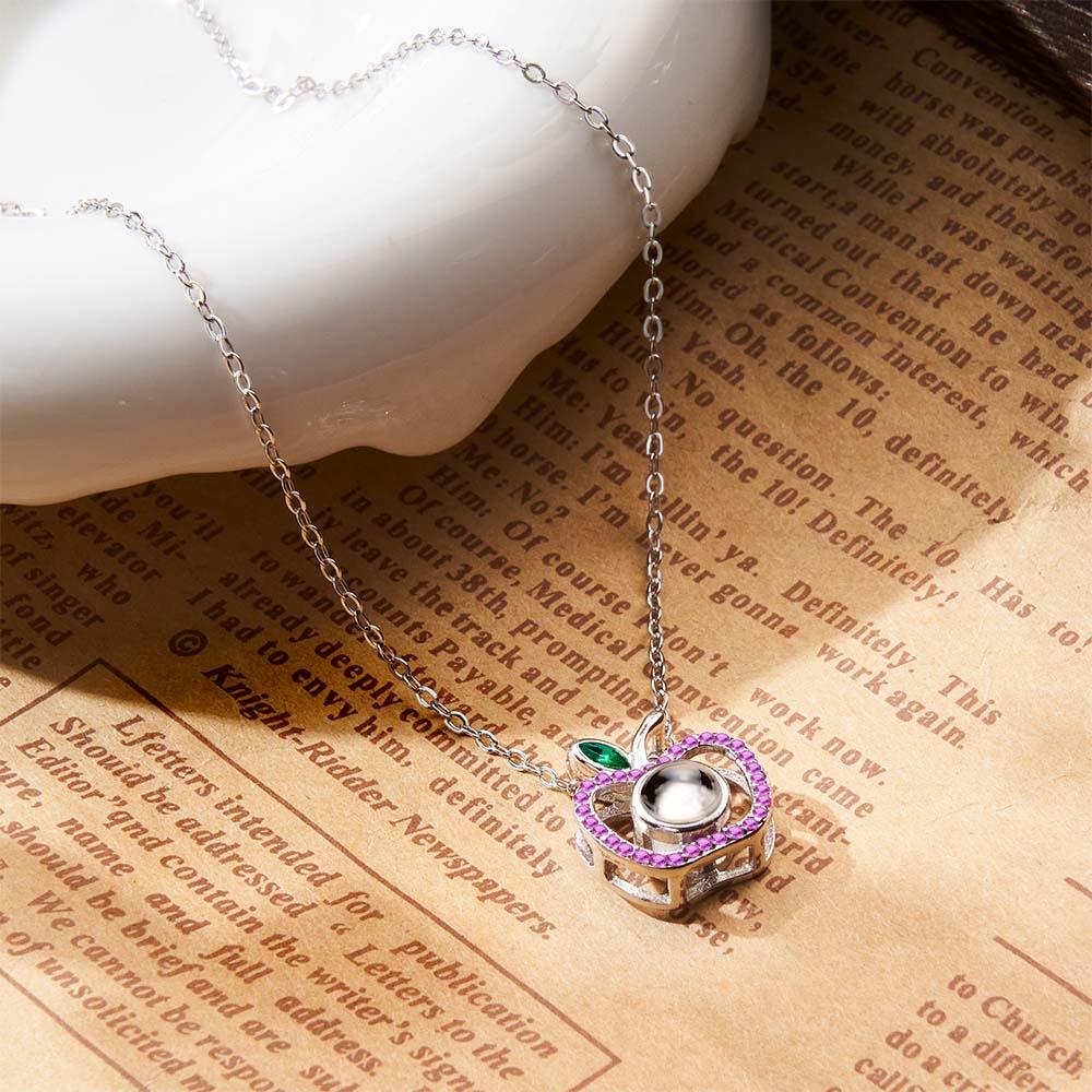 Custom Photo Projection Necklace Creative Apple Gifts for Couple