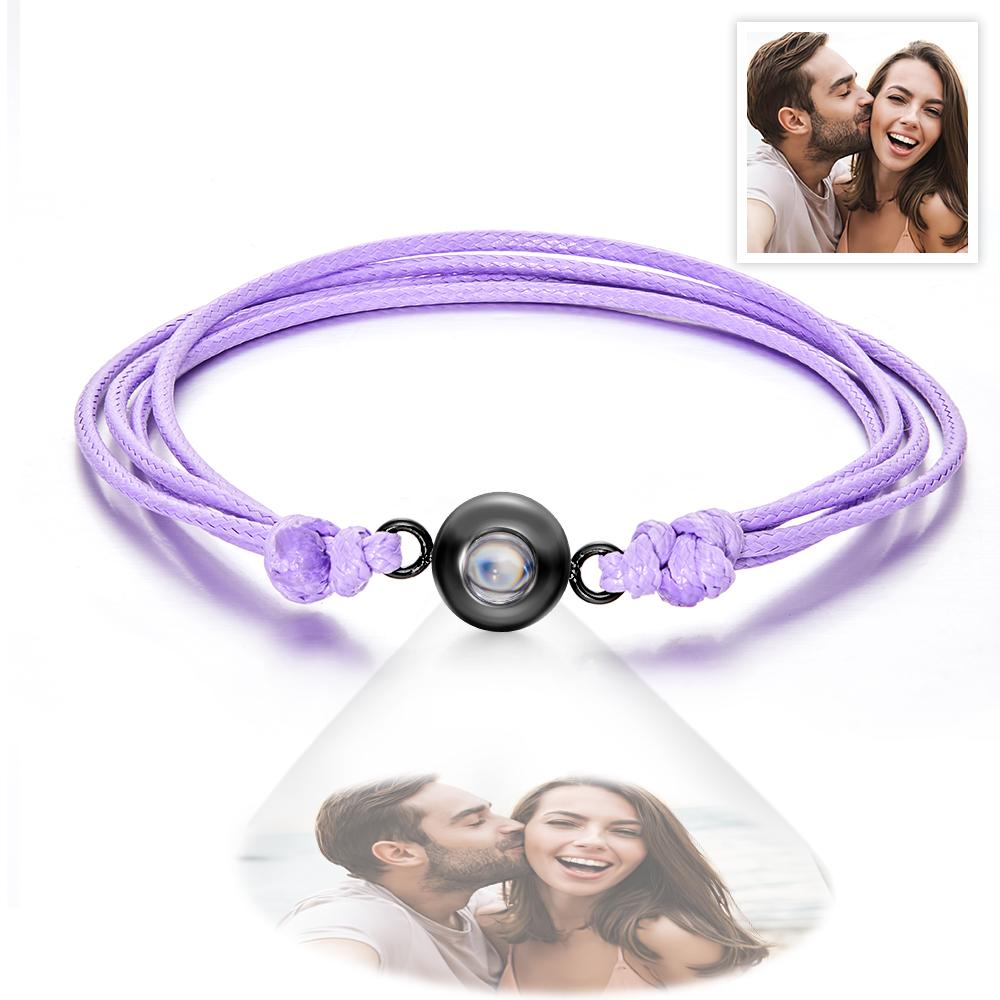 Custom Projection Photo Bracelet Weave Style Colorful Couple Gifts