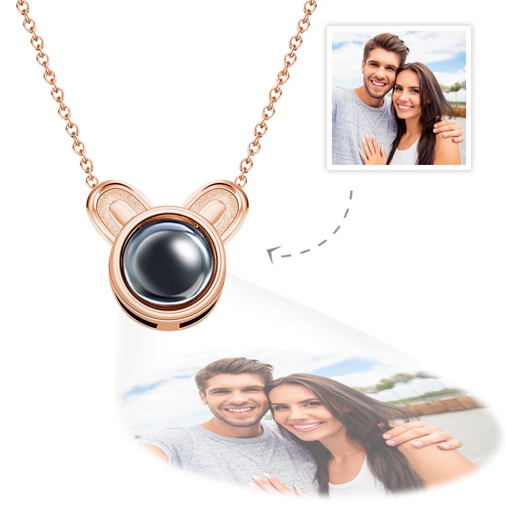 Custom Projection Photo Necklace Cute Mouse Funny Gifts