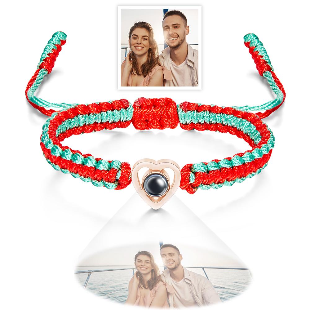Custom Projection Photo Bracelet Weave Heart-shaped Commemorate Gifts