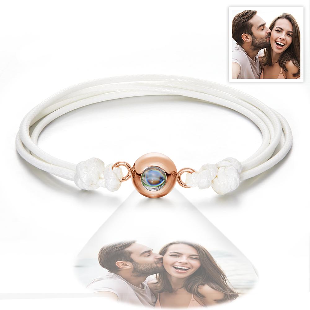 Custom Projection Photo Bracelet Weave Style Colorful Couple Gifts