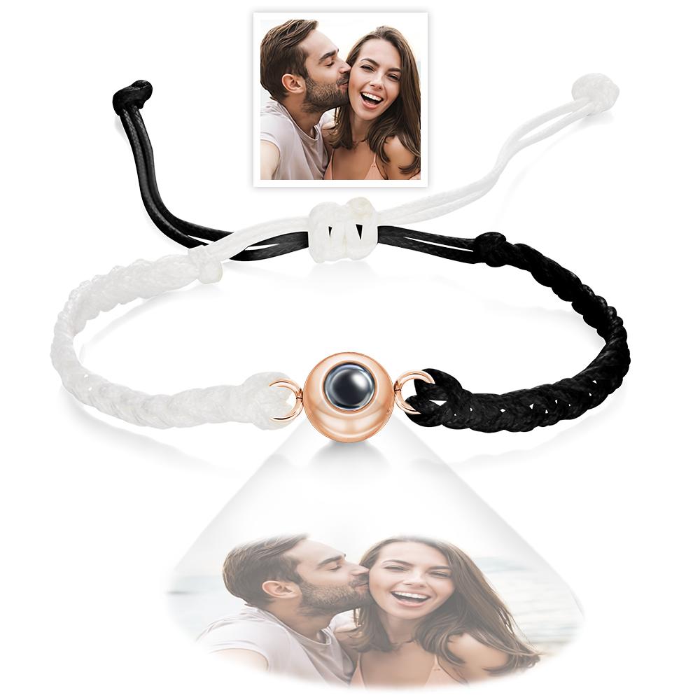 Custom Photo Projection Bracelet Black and White Colorblock Bracelet Creative Gift